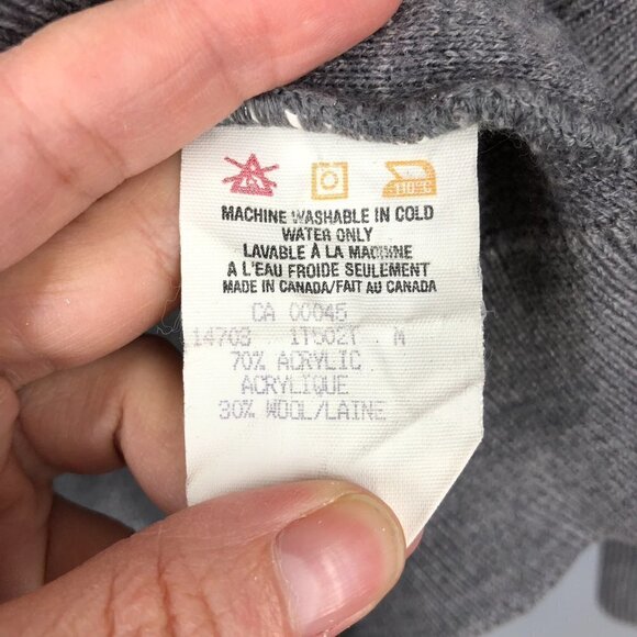 TUNDRA CANADA Vintage Wool Blend Grey V-Neck Knit Sweater- Unisex Sz M - Picture 7 of 7